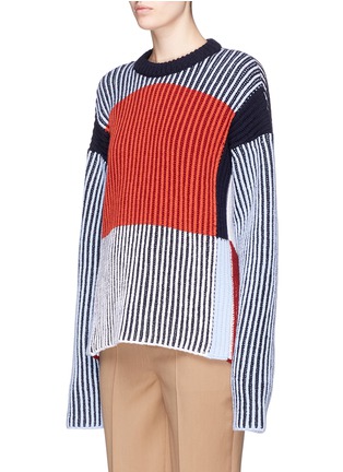 Front View - Click To Enlarge - MRZ - Convertible sleeve colourblock wool-cashmere sweater