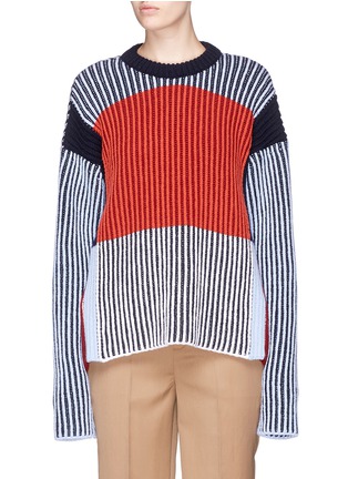 Main View - Click To Enlarge - MRZ - Convertible sleeve colourblock wool-cashmere sweater