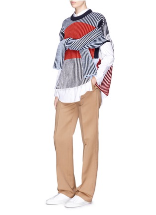 Figure View - Click To Enlarge - MRZ - Convertible sleeve colourblock wool-cashmere sweater