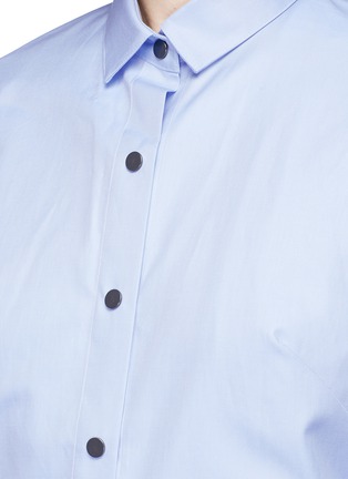 Detail View - Click To Enlarge - MRZ - Rib knit hem cotton twill cropped shirt