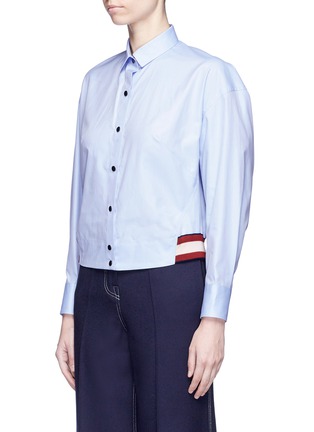 Front View - Click To Enlarge - MRZ - Rib knit hem cotton twill cropped shirt