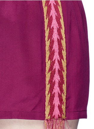 Detail View - Click To Enlarge - FIGUE - 'Cassia' embroidered outseam satin shorts