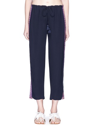 Main View - Click To Enlarge - FIGUE - 'Goa' embroidered outseam wide leg cropped pants