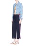 Figure View - Click To Enlarge - FIGUE - 'Goa' embroidered outseam wide leg cropped pants