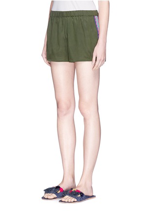 Front View - Click To Enlarge - FIGUE - 'Cassia' embroidered outseam silk shorts