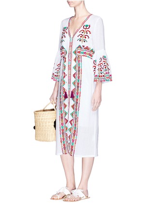 Figure View - Click To Enlarge - FIGUE - 'Minette' floral and ethnic stripe embroidered dress