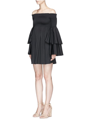 Front View - Click To Enlarge - CAROLINE CONSTAS - 'Appolonia' tiered sleeve poplin dress