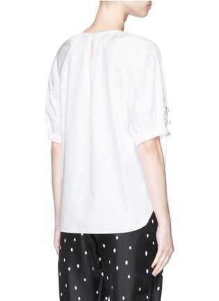 Back View - Click To Enlarge - 3.1 PHILLIP LIM - Glass pearl lace-up cuff cotton poplin top