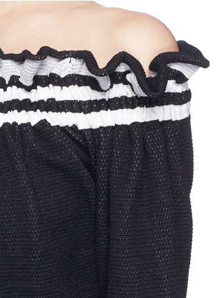 Detail View - Click To Enlarge - 3.1 PHILLIP LIM - Ruffle stripe off-shoulder sweater