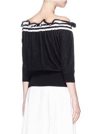 Back View - Click To Enlarge - 3.1 PHILLIP LIM - Ruffle stripe off-shoulder sweater