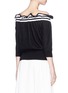 Back View - Click To Enlarge - 3.1 PHILLIP LIM - Ruffle stripe off-shoulder sweater