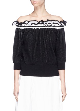 Main View - Click To Enlarge - 3.1 PHILLIP LIM - Ruffle stripe off-shoulder sweater