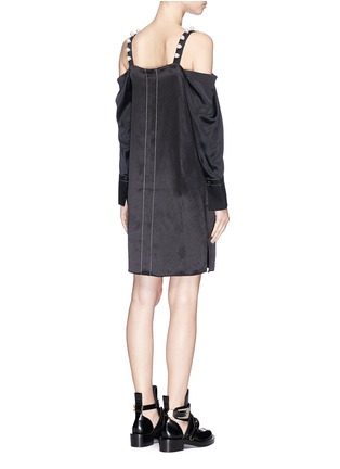 Back View - Click To Enlarge - 3.1 PHILLIP LIM - Faux pearl strap cold shoulder silk satin dress