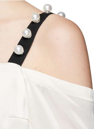 Detail View - Click To Enlarge - 3.1 PHILLIP LIM - Faux pearl strap cold shoulder silk satin top