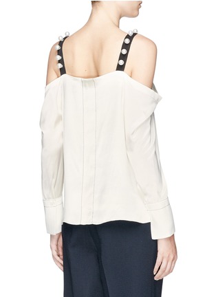 Back View - Click To Enlarge - 3.1 PHILLIP LIM - Faux pearl strap cold shoulder silk satin top