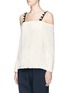Front View - Click To Enlarge - 3.1 PHILLIP LIM - Faux pearl strap cold shoulder silk satin top