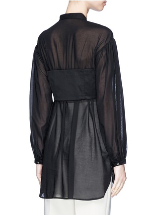 Back View - Click To Enlarge - 3.1 PHILLIP LIM - Corset bodice long sleeve cotton shirt