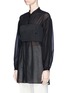 Front View - Click To Enlarge - 3.1 PHILLIP LIM - Corset bodice long sleeve cotton shirt