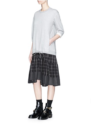 Figure View - Click To Enlarge - 3.1 PHILLIP LIM - Combo cotton terry flannel plaid dress