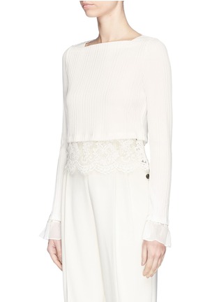 Front View - Click To Enlarge - 3.1 PHILLIP LIM - Floral guipure lace cropped rib knit sweater