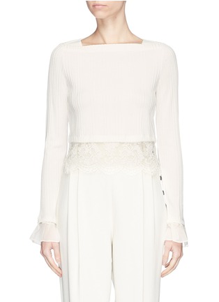 Main View - Click To Enlarge - 3.1 PHILLIP LIM - Floral guipure lace cropped rib knit sweater