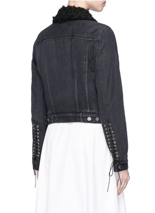 Back View - Click To Enlarge - 3.1 PHILLIP LIM - Faux fur sherpa collar cropped denim jacket