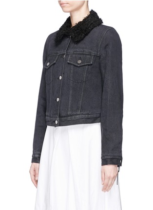 Front View - Click To Enlarge - 3.1 PHILLIP LIM - Faux fur sherpa collar cropped denim jacket