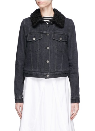 Main View - Click To Enlarge - 3.1 PHILLIP LIM - Faux fur sherpa collar cropped denim jacket