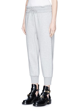 Front View - Click To Enlarge - 3.1 PHILLIP LIM - Smocked waist cotton terry cropped jogging pants