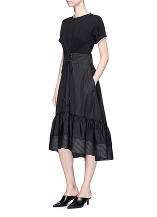 Figure View - Click To Enlarge - 3.1 PHILLIP LIM - Jersey panel poplin corset peplum dress