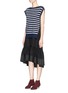 Front View - Click To Enlarge - 3.1 PHILLIP LIM - 'Sailor' two-in-one stripe cardigan peplum dress