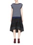 Main View - Click To Enlarge - 3.1 PHILLIP LIM - 'Sailor' two-in-one stripe cardigan peplum dress