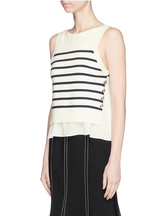Front View - Click To Enlarge - 3.1 PHILLIP LIM - 'Sailor' crepe underlay stripe Merino wool blend sweater