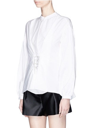 Front View - Click To Enlarge - 3.1 PHILLIP LIM - Embellished lace-up front cotton poplin blouse