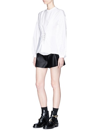 Figure View - Click To Enlarge - 3.1 PHILLIP LIM - Embellished lace-up front cotton poplin blouse
