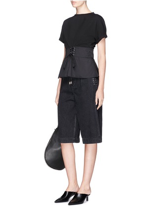 Figure View - Click To Enlarge - 3.1 PHILLIP LIM - Corset waist cotton jersey and poplin T-shirt