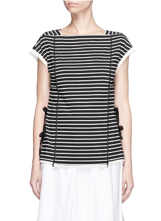Main View - Click To Enlarge - 3.1 PHILLIP LIM - Tie side stripe cotton T-shirt