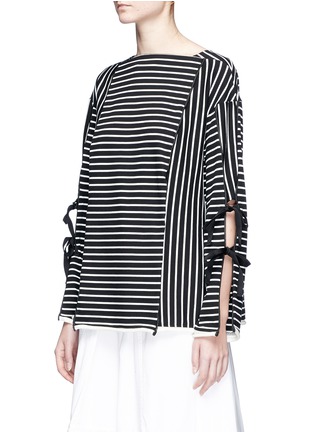 Front View - Click To Enlarge - 3.1 PHILLIP LIM - Tie sleeve stripe T-shirt