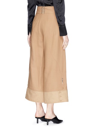 Back View - Click To Enlarge - 3.1 PHILLIP LIM - Mock button cuff corset back crepe cady culottes