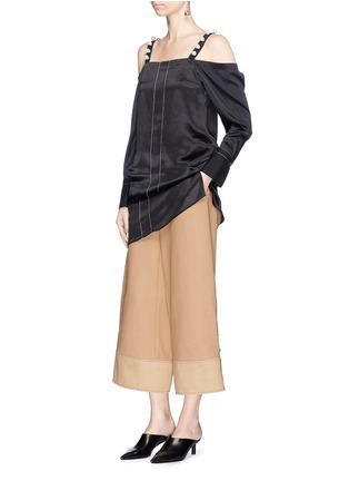 Figure View - Click To Enlarge - 3.1 PHILLIP LIM - Mock button cuff corset back crepe cady culottes