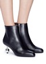 Figure View - Click To Enlarge - MARNI - Orb pin heel leather ankle boots