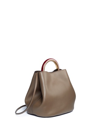 Figure View - Click To Enlarge - MARNI - 'Pannier' ring handle leather crossbody handbag