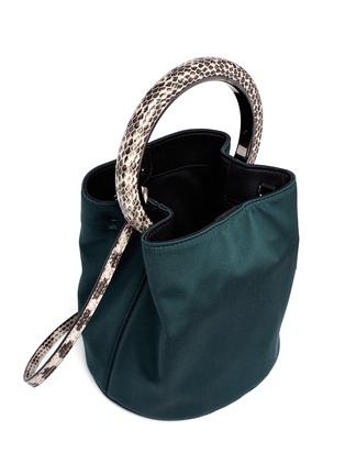 Detail View - Click To Enlarge - MARNI - 'Pannier' snake embossed ring handle satin crossbody bag