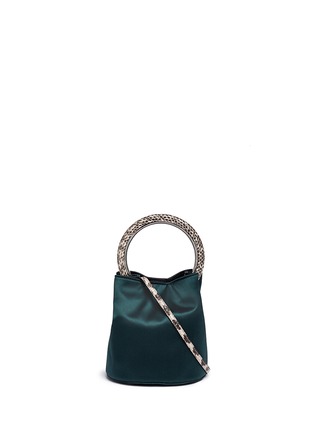 Main View - Click To Enlarge - MARNI - 'Pannier' snake embossed ring handle satin crossbody bag