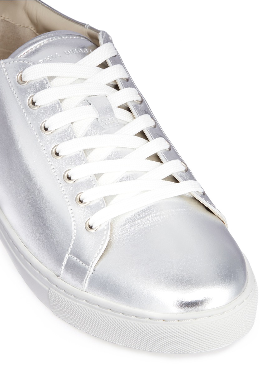 SOPHIA WEBSTER 'Bibi' Low Top Embroidered Metallic Leather Sneakers ...