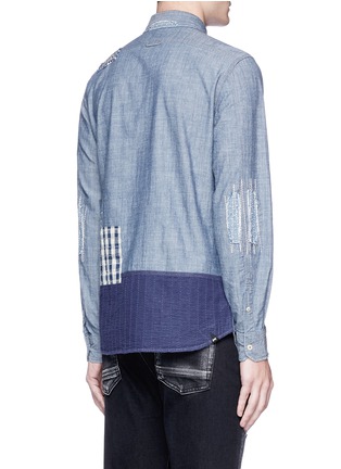 Back View - Click To Enlarge - DENHAM - Boro patchwork chambray shirt
