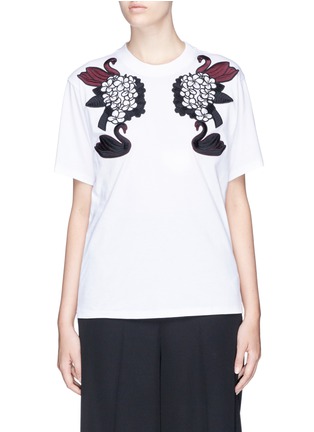 Main View - Click To Enlarge - VICTORIA, VICTORIA BECKHAM - Swan and floral bouquet patch T-shirt