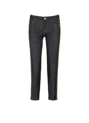 Main View - Click To Enlarge - VICTORIA, VICTORIA BECKHAM - Selvedge ribbon trim high rise raw denim jeans
