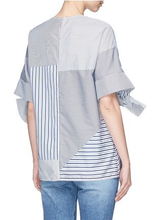 Back View - Click To Enlarge - VICTORIA, VICTORIA BECKHAM - Bow sleeve stripe cotton top