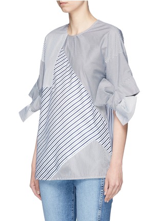 Front View - Click To Enlarge - VICTORIA, VICTORIA BECKHAM - Bow sleeve stripe cotton top
